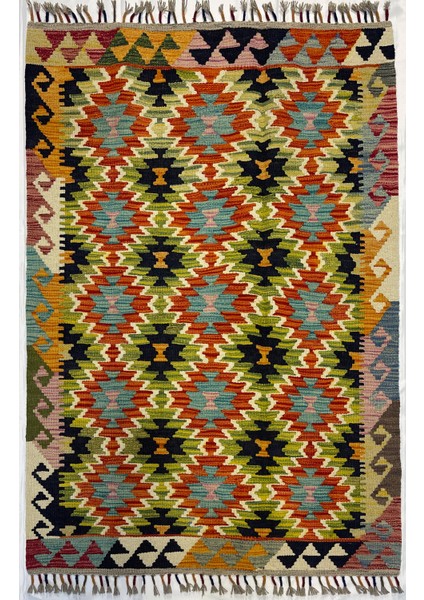 El Dokuma Afgan Yün Kilim Kök Boya