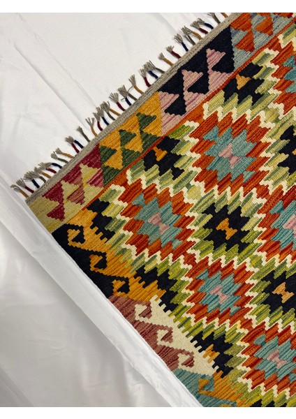 El Dokuma Afgan Yün Kilim Kök Boya