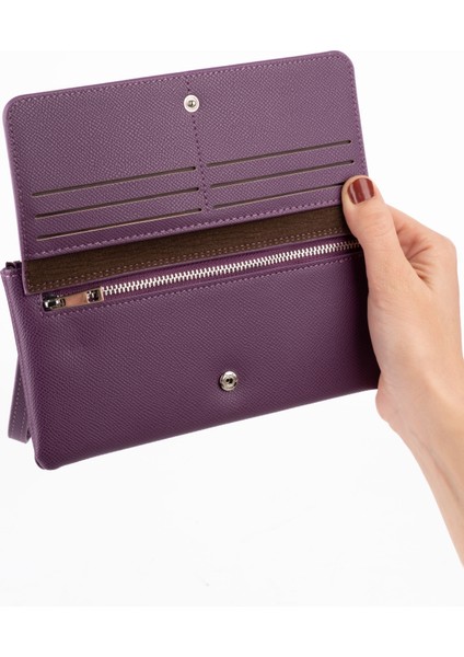 Kadın Vegan Suni Ithal Deri Bilek Askılı Cüzdan – Fermuarlı & Kartlıklı Portföy Şık Uzun Cüzdan