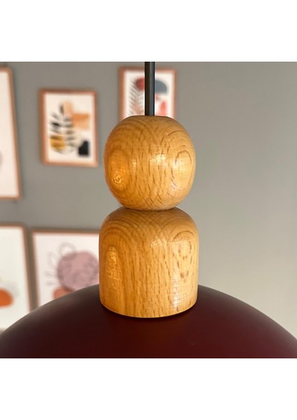 Yimpi Vişne Çürüğü Kalın Ahşap Boncuk Başlık Avize Tekli Sarkıt Salon Dekoratif Aydınlatma Pastane indirimleri