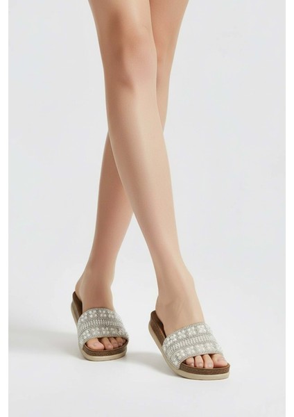 2232-PIEN Anatomik Mantar Tabanlı Boncuklu Kadın Terlik - NKT02232-SEDEF-40 fırsatları