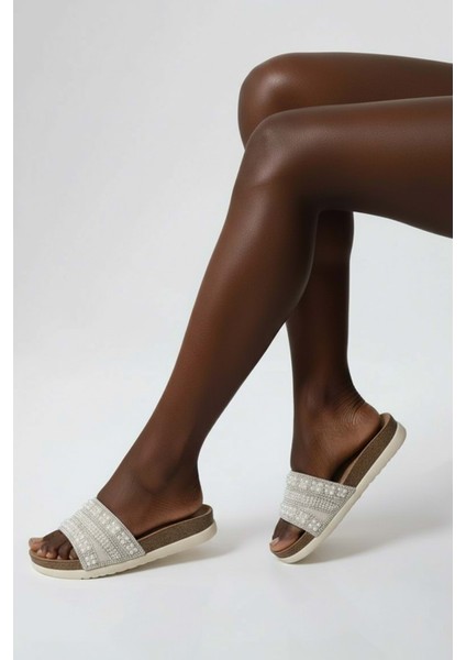 2232-PIEN Anatomik Mantar Tabanlı Boncuklu Kadın Terlik - NKT02232-SEDEF-40 indirimleri