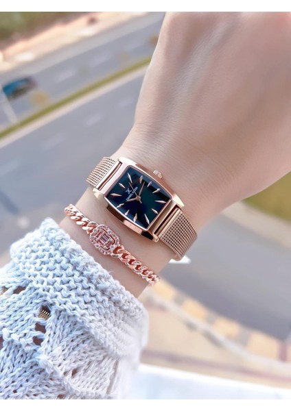 Çelik Hasır Kordon 2 Yıl Garantili 3ATM Suya Dayanıklı Kadın Kol Saati+Bileklik B141196 fiyatları