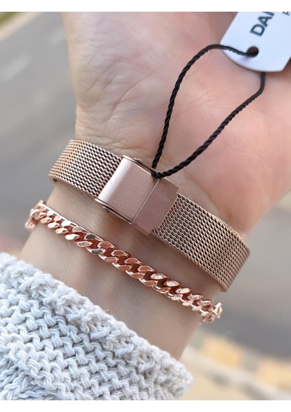 Çelik Hasır Kordon 2 Yıl Garantili 3ATM Suya Dayanıklı Kadın Kol Saati+Bileklik B141196 modelleri