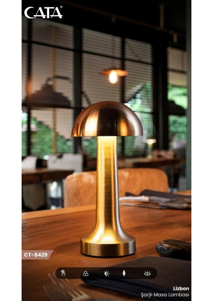 Gold 3 Renkli Şarjlı Dekoratif Masa Lambası