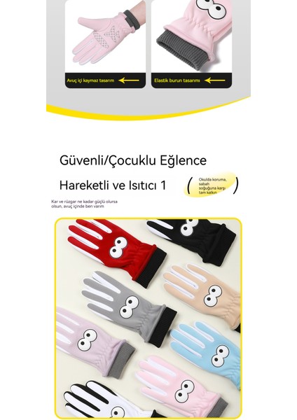 Çocuklar Için Kaymaz, Su Geçirmez, Karışımsız, Sıcak Tutan, Rüzgara Dayanıklı Eldiven (Yurt Dışından) fırsatları