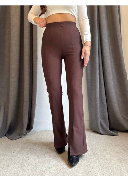 Dikiş Detaylı Paça Yırtmaçlı Ispanyol Paça Tayt