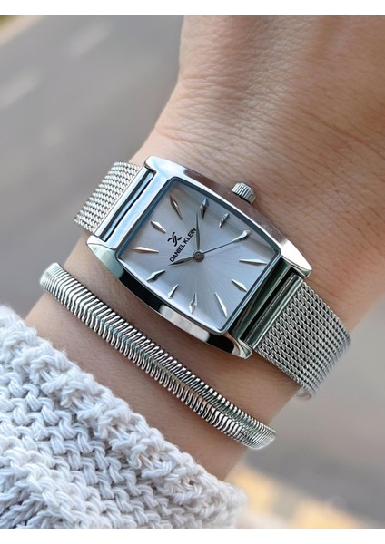 Çelik Hasır Kordon 2 Yıl Garantili 3ATM Suya Dayanıklı Kadın Kol Saati+Bileklik B141191