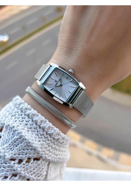 Çelik Hasır Kordon 2 Yıl Garantili 3ATM Suya Dayanıklı Kadın Kol Saati+Bileklik B141191 fiyatları