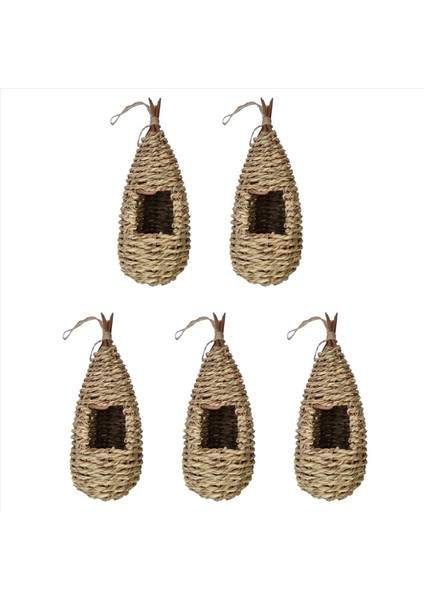 5x Bahçe Teslim Kuşları Yuva Kutusu Yatak Yutuklar Yuva Çim El Dokuma Kuş Evleri Açık Havada Asılı (Yurt Dışından)