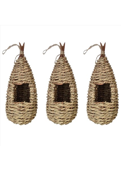 3x Bahçe Teslim Kuşları Yuva Kutusu Yatak Yutuklar Yuva Çim El Dokuma Kuş Evleri Açık Havada Asılı (Yurt Dışından)