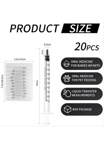 20 Paket Sıvı Için 1ml Şırınga Bilimsel Laboratuvarlar Için 1cc Plastik Küçük Şırıngalar Sıvıları Ölçen Besleme Evcil Hayvanları (Yurt Dışından) fırsatları