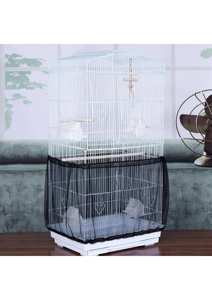 3x Kuş Kafesi Kapak Tohumu Yakalayıcı Kuş Kafesi Naylon Örgü Net Kapak Etek Koruyucusu (Siyah) (Yurt Dışından) modelleri