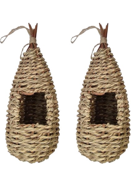 2x Bahçe Teslim Kuşları Yuva Kutusu Yatak Yutuklar Yuva Çim El Dokuma Kuş Evleri Açık Havada Asılı (Yurt Dışından)