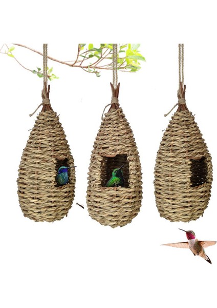 2x Bahçe Teslim Kuşları Yuva Kutusu Yatak Yutuklar Yuva Çim El Dokuma Kuş Evleri Açık Havada Asılı (Yurt Dışından) modelleri