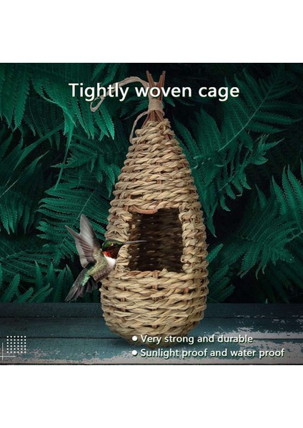 2x Bahçe Teslim Kuşları Yuva Kutusu Yatak Yutuklar Yuva Çim El Dokuma Kuş Evleri Açık Havada Asılı (Yurt Dışından) fırsatları
