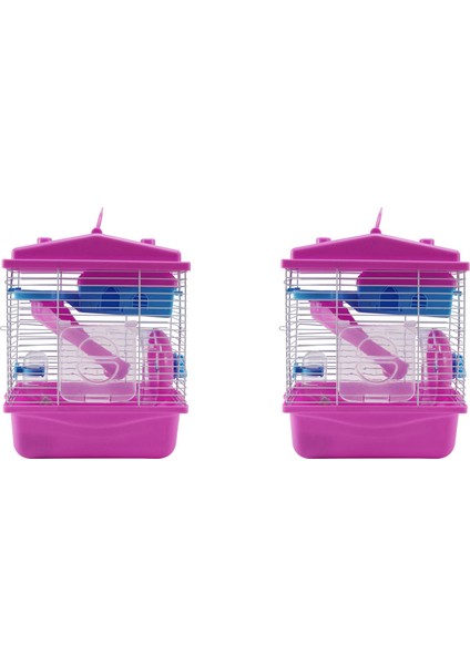 2x Pet Cage Hamster Cottage Hamster Altın Hamster Pet Pembesi Için Şeffaf Sırt Işığı Çift Katmanlı Ev (Yurt Dışından)