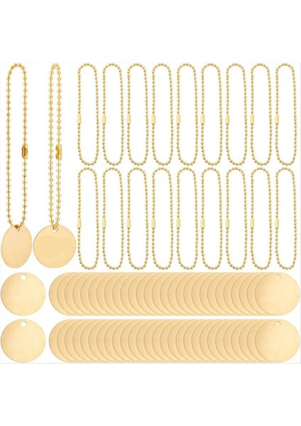 50PCS 1 Inç Yuvarlak Pirinç Etiketler 50PCS ile 2 4mm Top Zincirleri Bitkiler Için Kapı Anahtarları Bitkiler Diy El Sanatları Takı Yapımı (Yurt Dışından)