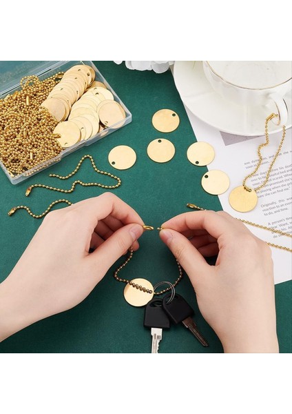 50PCS 1 Inç Yuvarlak Pirinç Etiketler 50PCS ile 2 4mm Top Zincirleri Bitkiler Için Kapı Anahtarları Bitkiler Diy El Sanatları Takı Yapımı (Yurt Dışından) modelleri