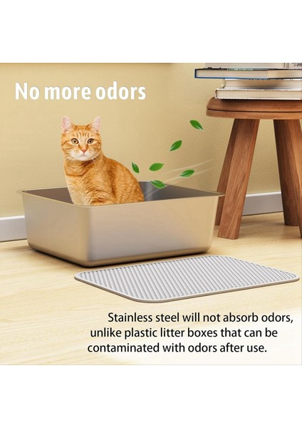 Paslanmaz Çelik Kedi Kumu Kutusu 17 5 x 13 5 x 6 Inç Koku Geçirmez Çöp Tavası Yapışmaz Temizlenmesi Kolay Pasa Dayanıklı (Yurt Dışından) fiyatları