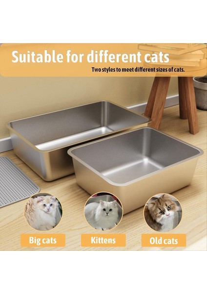 Paslanmaz Çelik Kedi Kumu Kutusu 17 5 x 13 5 x 6 Inç Koku Geçirmez Çöp Tavası Yapışmaz Temizlenmesi Kolay Pasa Dayanıklı (Yurt Dışından) modelleri