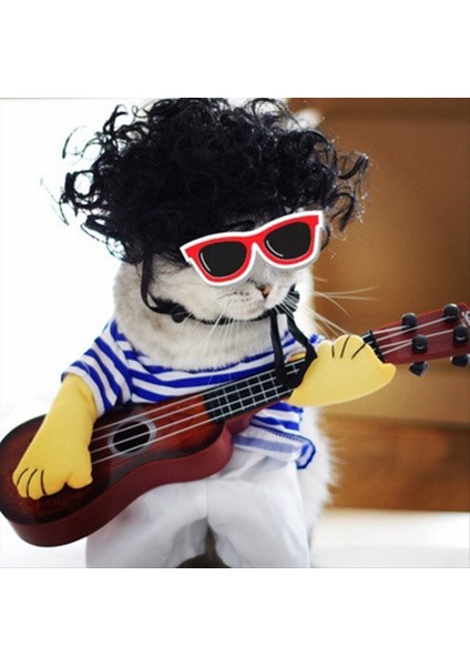 Pet Gitar Kostümü-Köpek Kostümü Komik Kedi Kıyafetleri Köpekler Kediler Süper Komik Gitarist Tarzı Evcil Kıyafetler En Iyi Hediye L (Yurt Dışından) fırsatları
