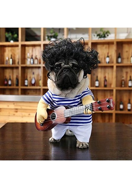 Pet Gitar Kostümü-Köpek Kostümü Komik Kedi Kıyafetleri Köpekler Kediler Süper Komik Gitarist Tarzı Evcil Hayvan Giysileri En Iyi Hediye Xl (Yurt Dışından) modelleri