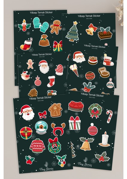 Yılbaşı Temalı Sticker Seti - 6 Adet / Ajanda, Defter,bullet Journal,scrapbook