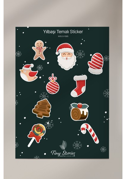 Yılbaşı Temalı Sticker Seti - 6 Adet / Ajanda, Defter,bullet Journal,scrapbook modelleri