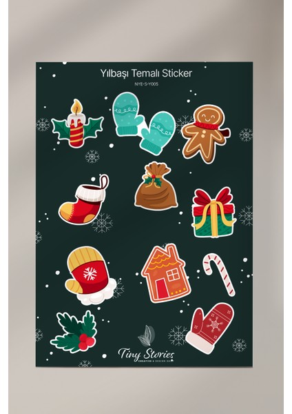 Yılbaşı Temalı Sticker Seti - 6 Adet / Ajanda, Defter,bullet Journal,scrapbook indirimleri