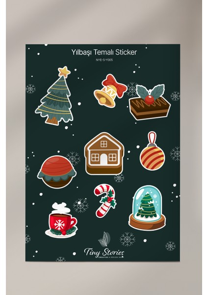 Yılbaşı Temalı Sticker Seti - 6 Adet / Ajanda, Defter,bullet Journal,scrapbook