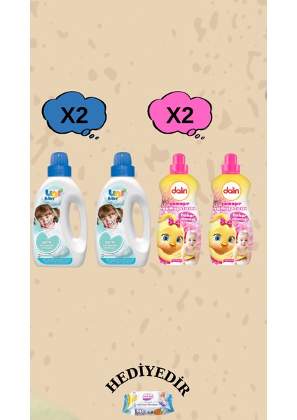 Deterjan 1500 ml 2 Adet Yumuşatıcı 1500 ml 2 Adet