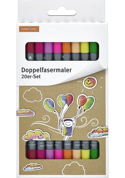 Çift Taraflı Keçeli Kalem 20'li