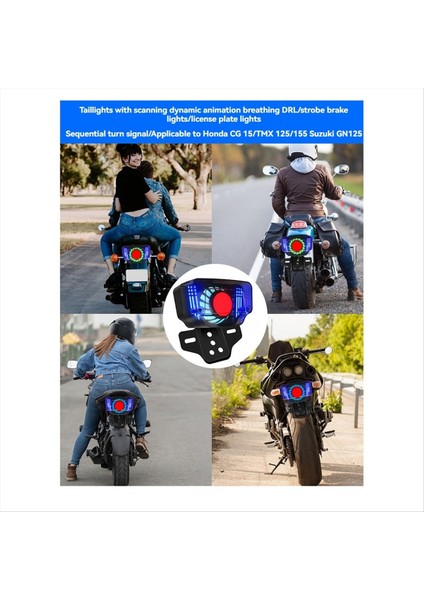 Evrensel 12V Motosiklet LED Fren Stop Lambası Sinyal Işıkları LED Entegre Kuyruk Lambası Plaka Braketi ile (Yurt Dışından) modelleri