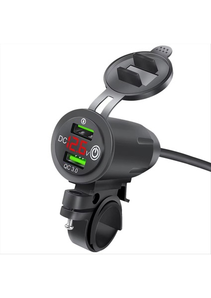 Binici Gidon Raf Araba Şarjı Çift USB Araba Şarjı Soket Hızlı Şarj Qc3. 0 Motosiklet Şarj Cihazı Voltaj Göstergesi ile Bir (Yurt Dışından)