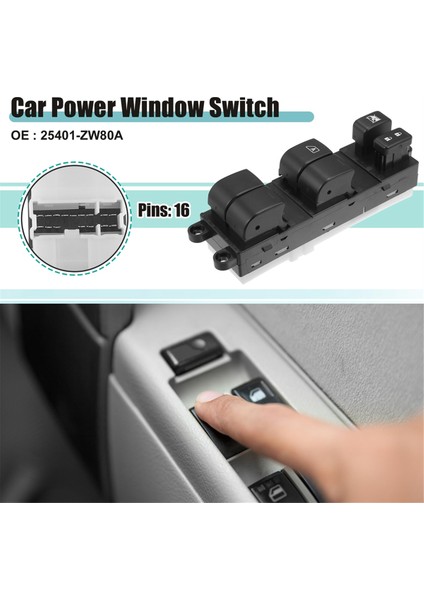 Nissan Versa 2010-2012 Için Ön Sol Sürücü Tarafı Ana Elektrikli Cam Anahtarı 1S12958 SW9947 25401ZW80A'YI Değiştirin (Yurt Dışından) indirimleri