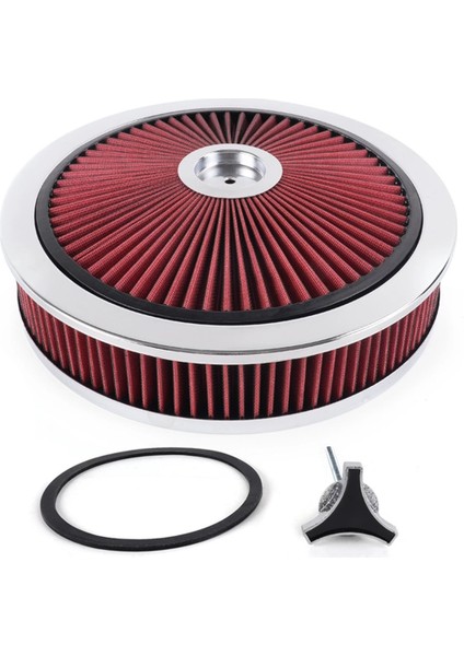Evrensel Araba 14X3 Hava Filtresi Dairesel Yüksek Akışlı Hava Temizleyici Yıkanabilir 5-1/8 Dişli Bağlantılı Araba Modifiye Parçaları Kırmızı (Yurt Dışından)