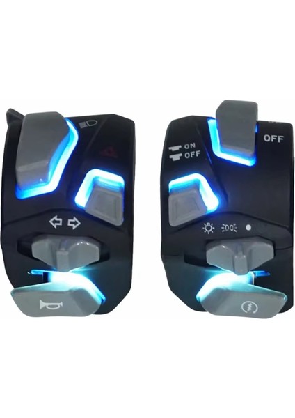 7/8 Inç 22 mm Evrensel Motosiklet Gidon Anahtarı Far Uyarı Sinyal Flaşı Sinyal Korna Başlatma Düğmesi Led'li A (Yurt Dışından)