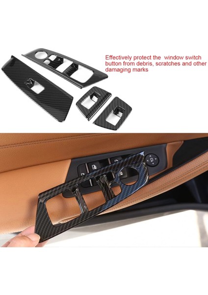 Bmw 5 Serisi G30 2017-2018 Için 4 Adet Araba Camı Anahtarı Kaldırma Paneli Düğme Çerçeve Kapağı Döşemesi Karbon Fiber (Yurt Dışından) fiyatları