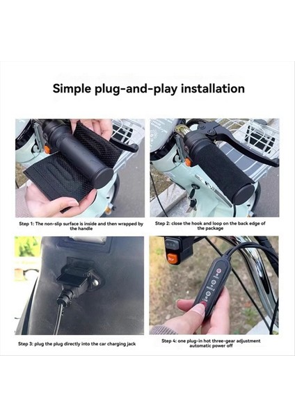 USB Motosiklet Isıtmalı Sapları Gidon 3 Vitesli Ayarlanabilir Yalıtımlı Gidon Elektrikli Scooter Bisiklet Gidon Isıtıcı, B (Yurt Dışından)