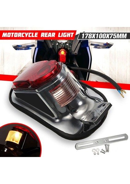 Evrensel Motosiklet Kuyruk Lambası Ampul Montaj Plakası Dönüş Sinyali Arka Kuyruk Fren Stop Lambası Choppers Cruiser Klasik (Yurt Dışından) fiyatları