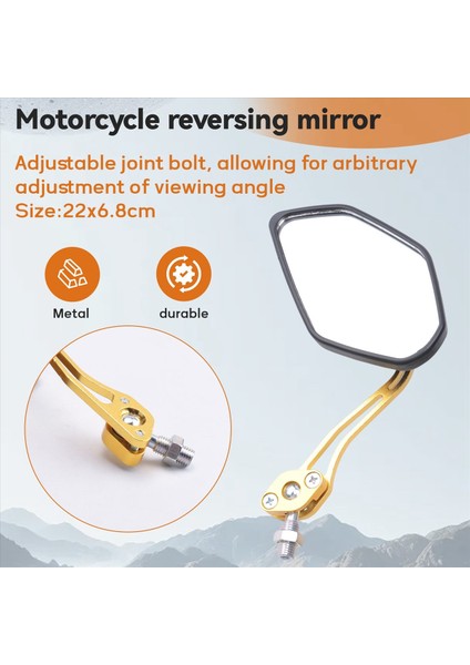 2 Adet / Takım Evrensel Motosiklet Dikiz Aynaları Motosiklet 360 Derece Rotasyon Motosiklet Motosiklet Scooter Yan Aynalar 8 / 10MM Siyah + Altın (Yurt Dışından) fırsatları