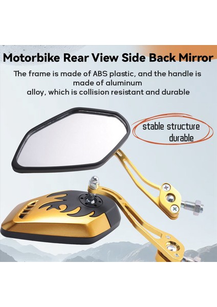 2 Adet / Takım Evrensel Motosiklet Dikiz Aynaları Motosiklet 360 Derece Rotasyon Motosiklet Motosiklet Scooter Yan Aynalar 8 / 10MM Siyah + Altın (Yurt Dışından) indirimleri