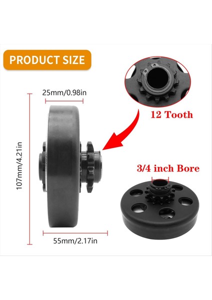 Santrifüj Debriyaj 3/4 Inç Çap 12 Diş 35 Zincir Çoğu 2-6. 5 Hp Küçük Motor Parçaları, Mini Bisiklet, Go Kart (Yurt Dışından) indirimleri