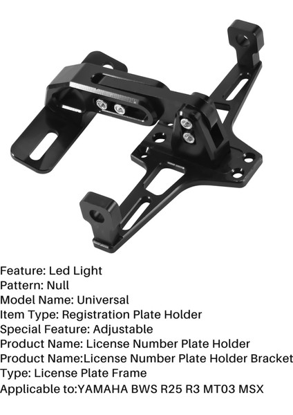 Cnc Çerçeve Motosiklet Lisans Numarası Plaka Tutucu Braketi Ile LED Işık Ayarlanabilir Yamaha Bws R25 R3 MT03 Msx (Yurt Dışından) modelleri