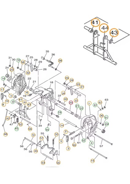 66T-43350-02-00 Yamaha F25 E40X Tekne Dıştan Takma Motoru Için Alıcı Grubu 66T433500200 66T-43350 66T-43350-01-00 (Yurt Dışından) fiyatları