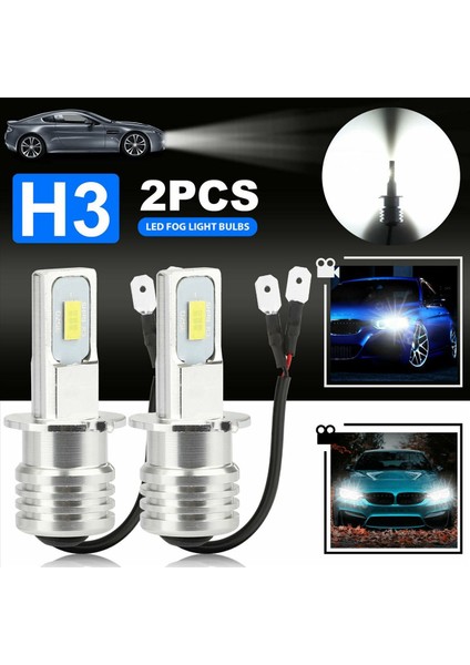2x H3 Süper Parlak LED Ön Far Sis Lambası Sürüş Lamba Ampulü Kiti 6000K Beyaz 10W (Yurt Dışından) fiyatları