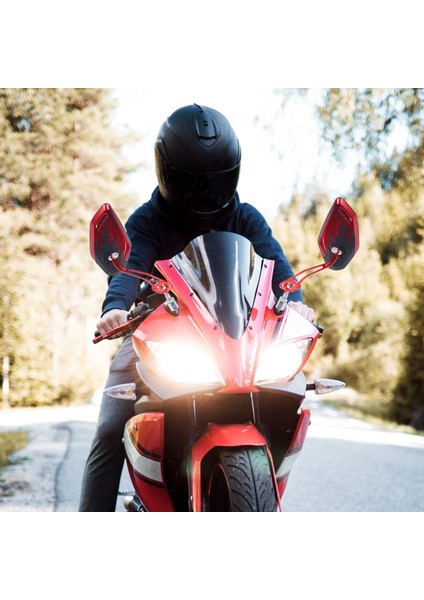 2 Adet / Takım Evrensel Motosiklet Dikiz Aynaları Motosiklet 360 Derece Rotasyon Motosiklet Motosiklet Scooter Yan Aynalar 8 / 10MM Siyah + Kırmızı (Yurt Dışından) modelleri