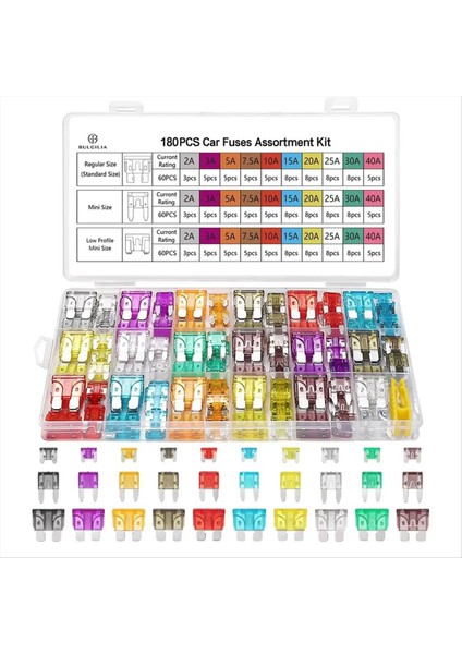 1 Takım 180 Adet Araba Sigortaları Çeşitli Kiti,60 Mini Blade Araba Sigorta + 60 Standart Sigorta Otomotiv + 60 Mikro Tip Sigorta + Sigorta Çektirmesi (Yurt Dışından) fırsatları