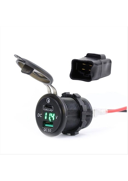 Motosiklet USB Şarj Aleti Voltaj Göstergesi ile USB + Tip-C Bağlantı Noktası Soketi Kawasaki Ninja 400 650 Için Versys 650 Aksesuarları (Yurt Dışından)
